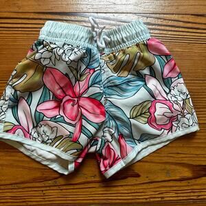 Blueberry Bay light blue Hawaiian floral drawstring swim trunks shorts  SIZE 2T